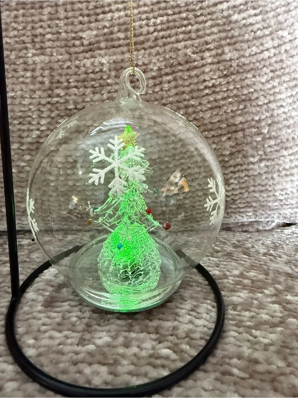 Color Changing Tree In Glass Dome Christmas Ornament 5